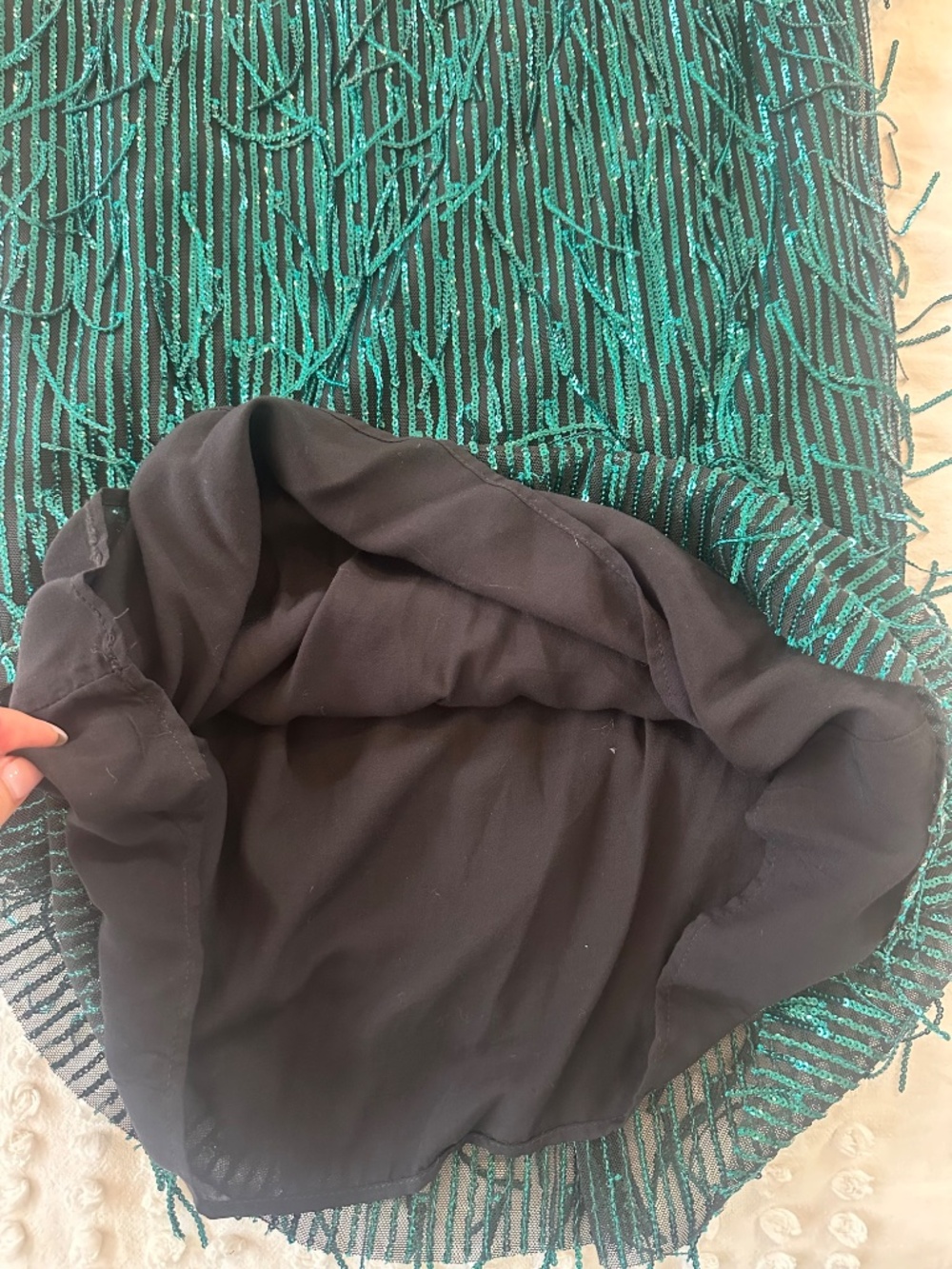 Zara Emerald Green Sequin Fringe Mini Dress - Picture 10 of 12